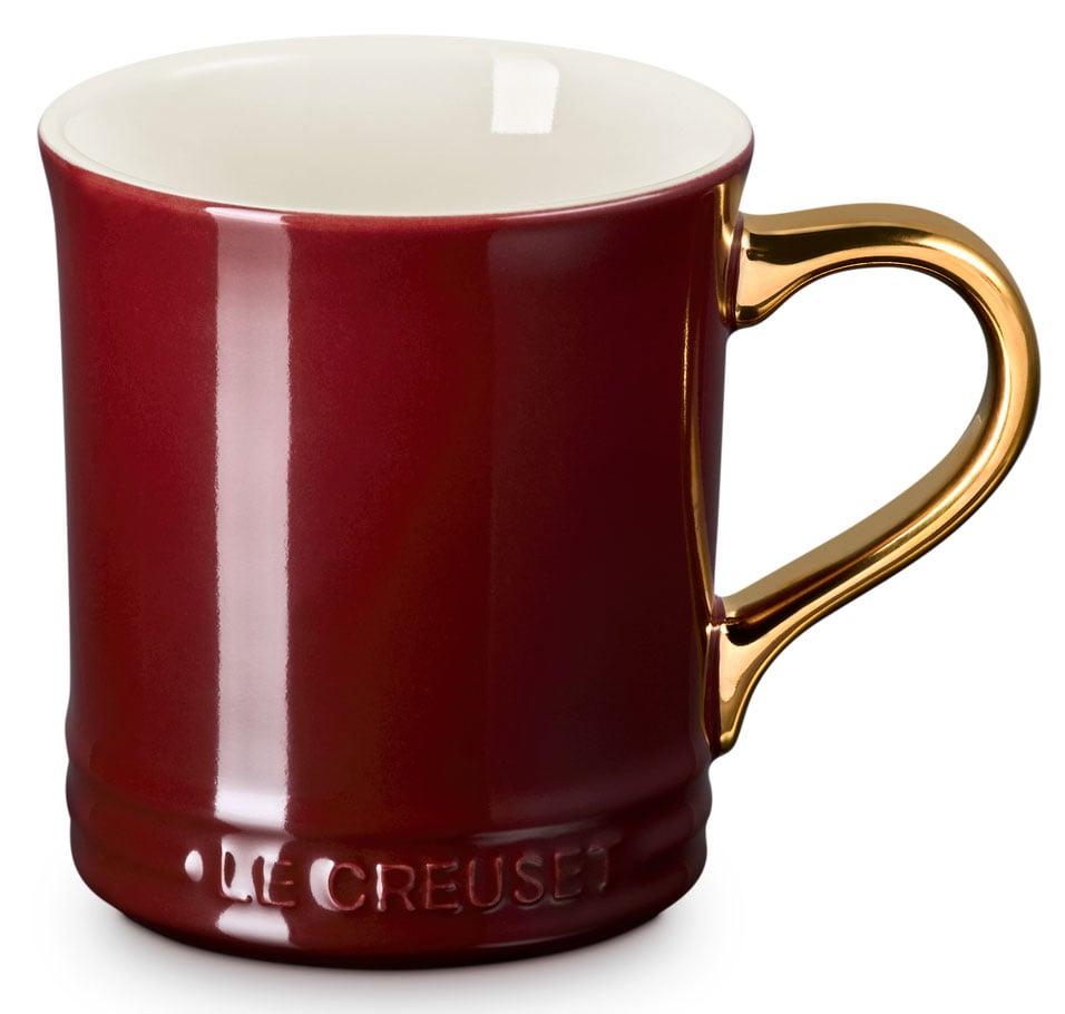 Le Creuset Stoneware Mug with Gold Metallic Handle, 14 oz. - Red/Gold