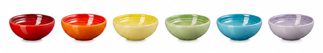 Le Creuset Set of Six Stoneware Multi Color Pinch Bowls - Multi