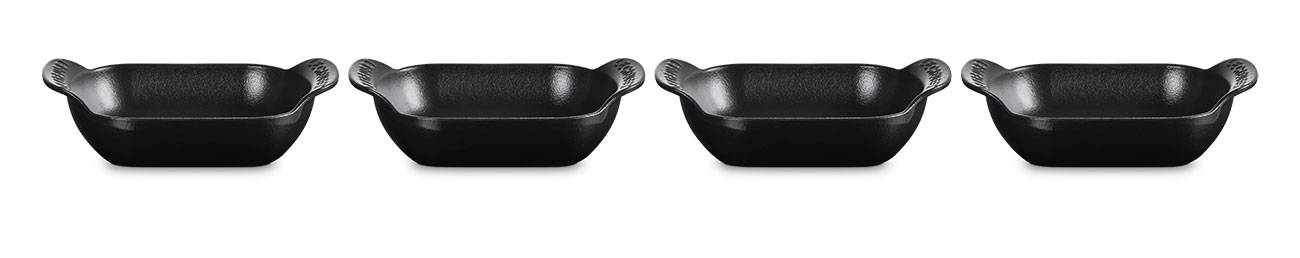 Le Creuset Gourmand Collection Rectangular Baker, Set of 4 in Matte Black