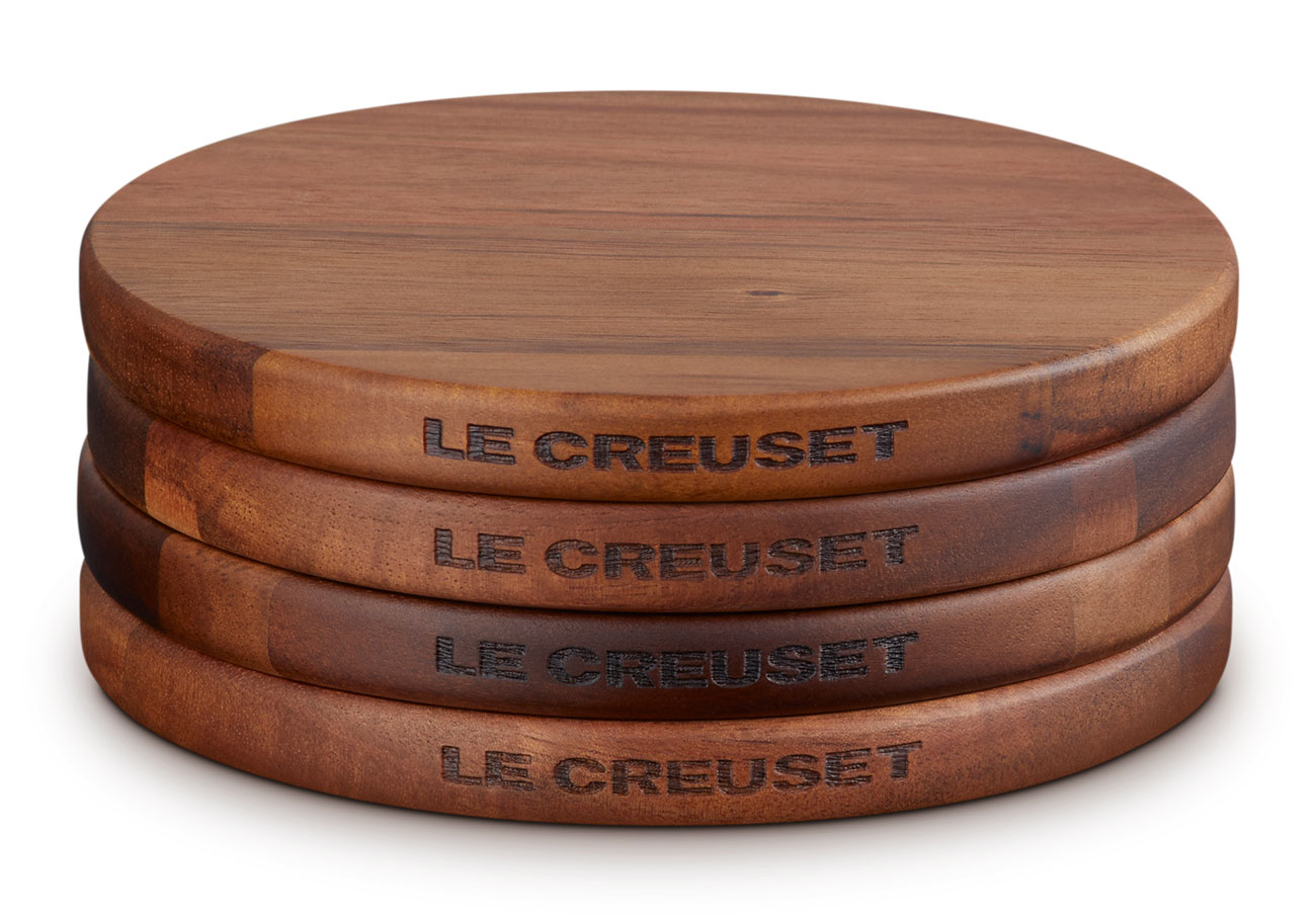 Le Creuset Gourmand Collection 4-Piece Petite Magnetic Wooden Trivet Set