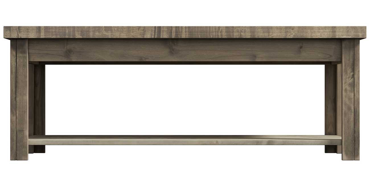 Brown wooden coffee table from front