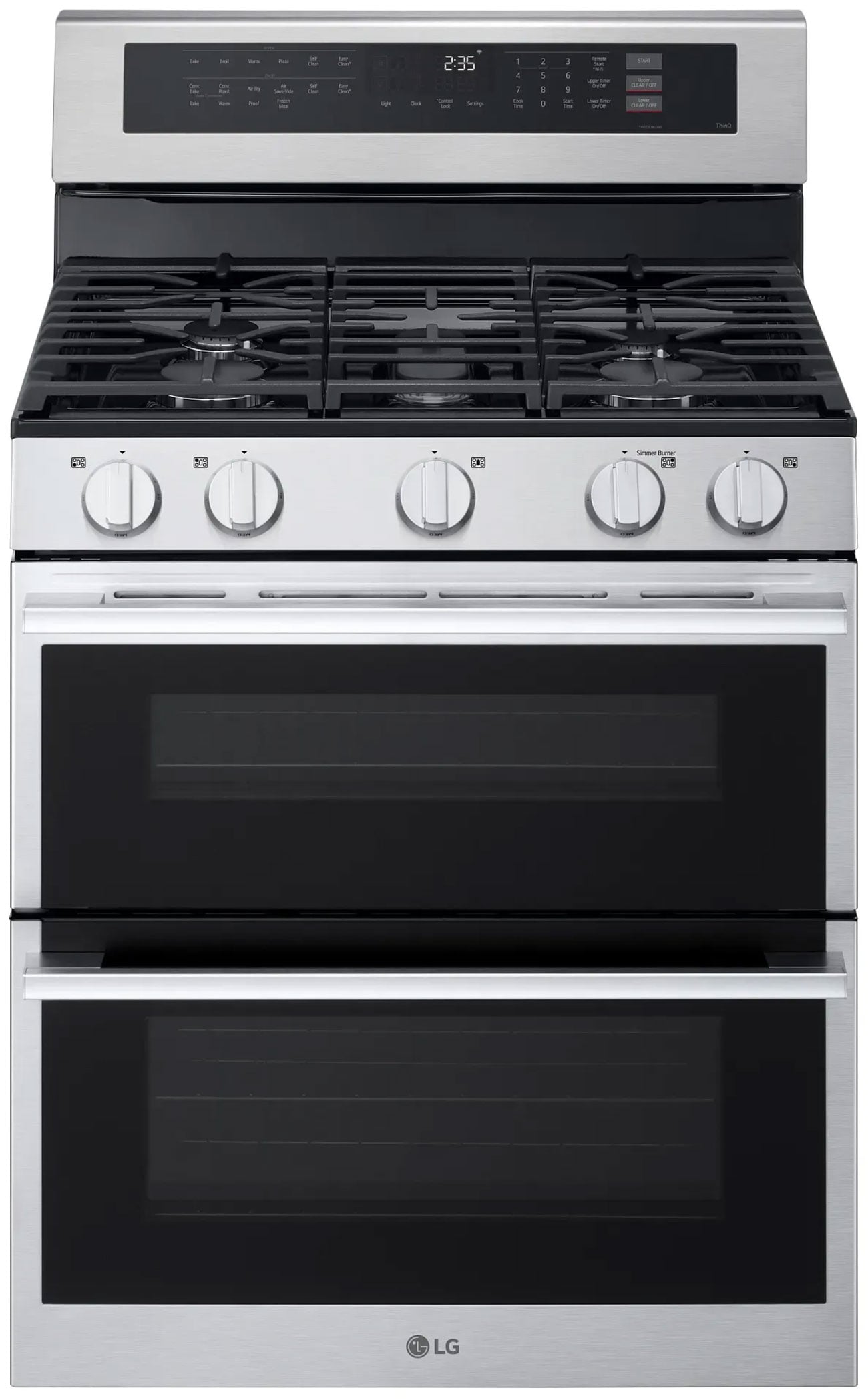 LG Smart 6.9 Cu. Ft. Slide-In Gas Double Oven Range with ProBake Convection 30-Inch Wide in Stainless Steel