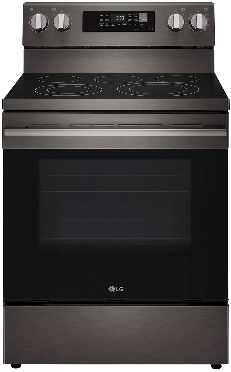 LG 6.3 Cu. Ft. Smart Electric Range With ProBake Convection & Air Fry 30-Inch Wide in PrintProof Black Stainless Steel