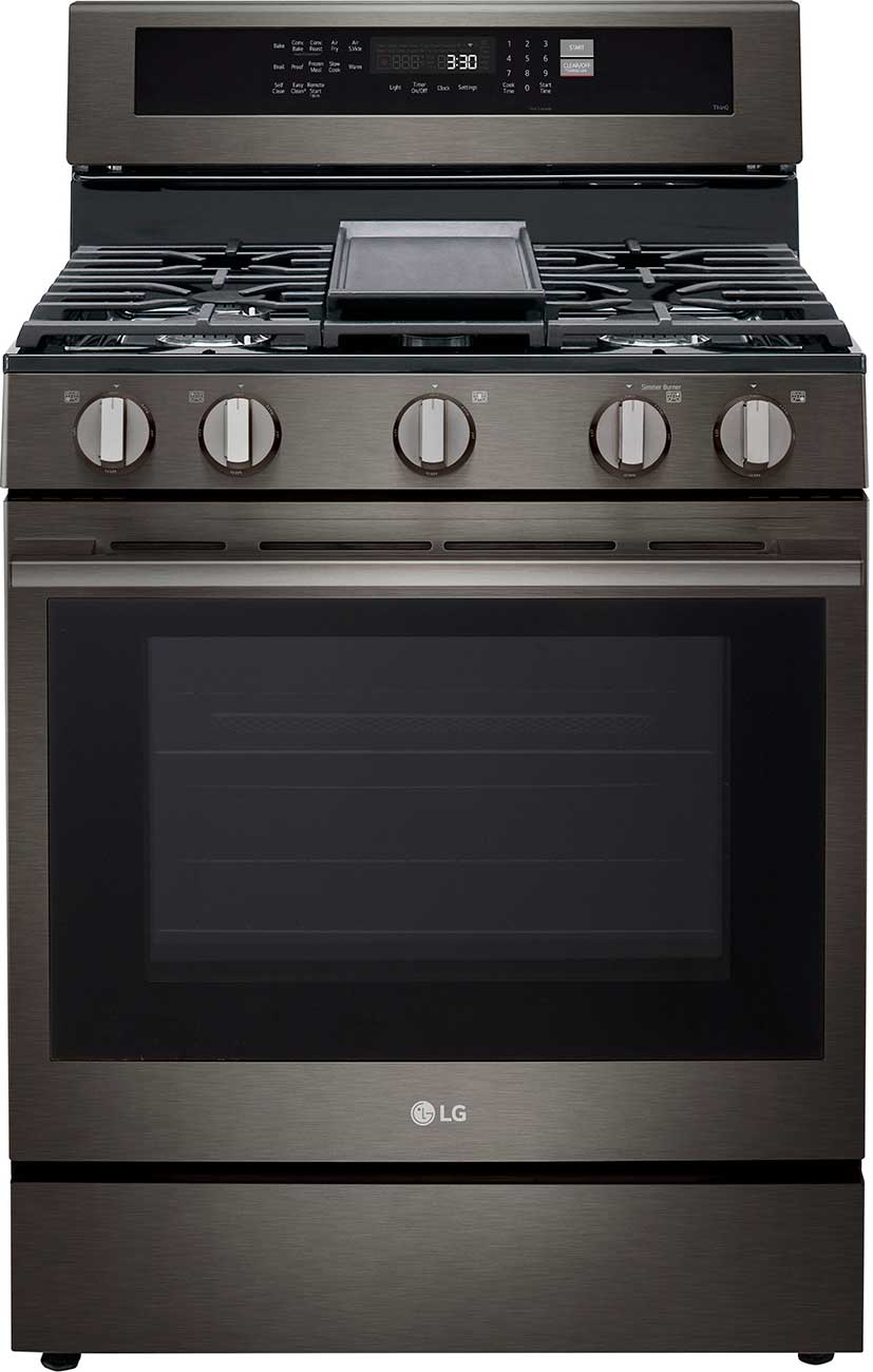 LG 6.3 Cu. Ft. Smart Gas Range With Air Fry & Air Sous Vide in PrintProof Black Stainless Steel