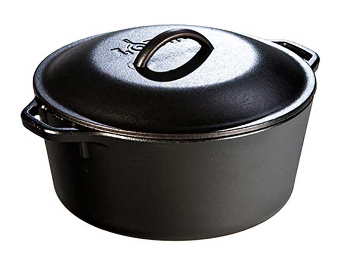 Lodge 5 Quart Seasoned Cast Iron Dutch Oven in Black | Abt