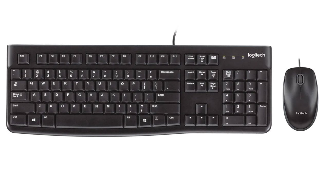 Logitech MK120 Corded Keyboard and Mouse Combo in Black
