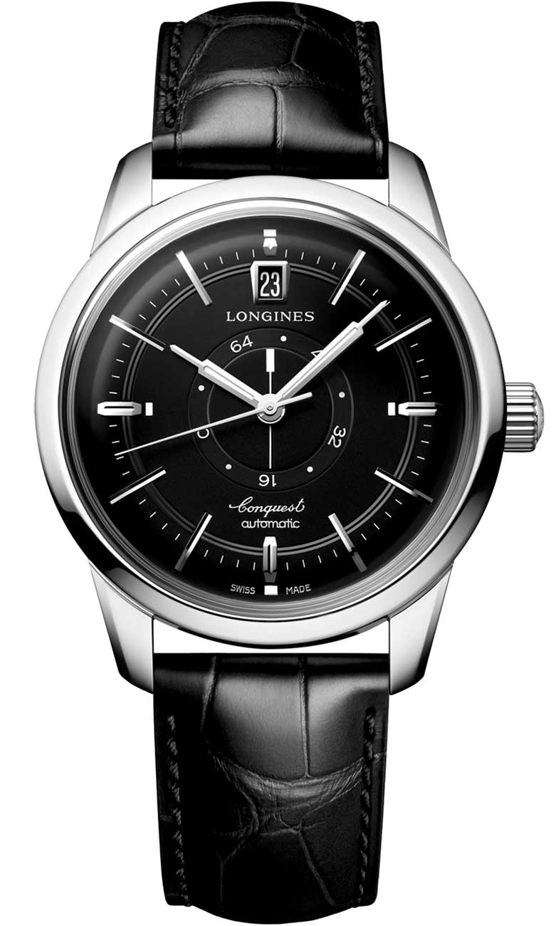 Longines Conquest Heritage Automatic Black Dial Leather Strap Men's Watch L1.648.4.52.2 L1.648.4.52.2