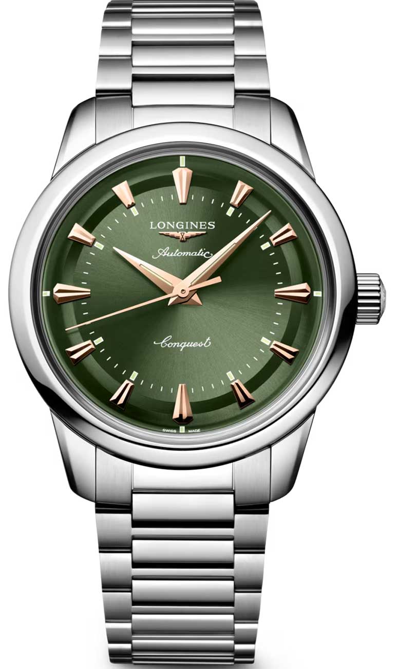 Longines Conquest Heritage Watch with Green Lacquered Dial