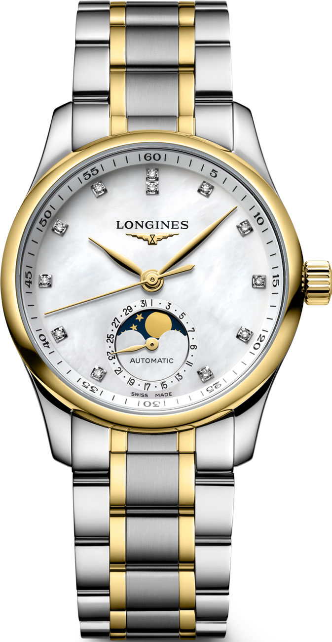 Longines Master Collection 34mm Watch with White MOP Dial with Diamonds