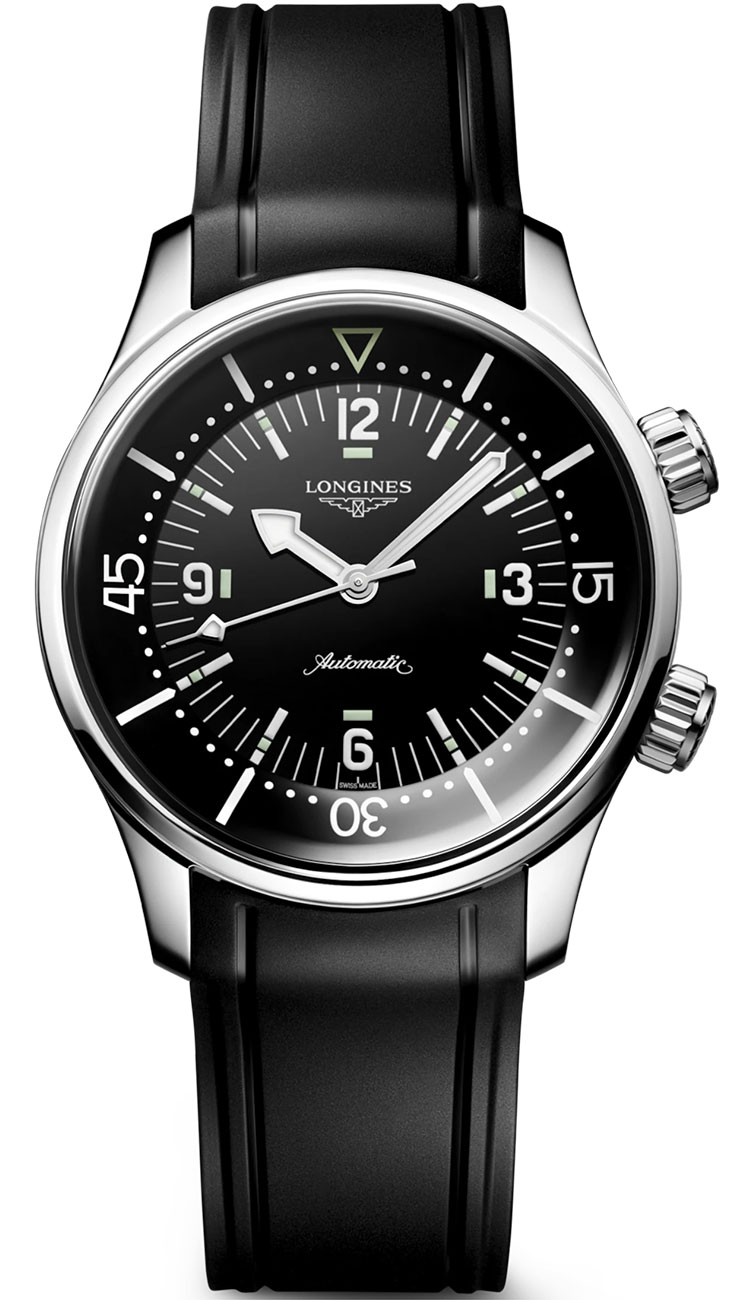 Longines Legend Diver Watch 39mm with Black Dial - L3.764.4.50.9