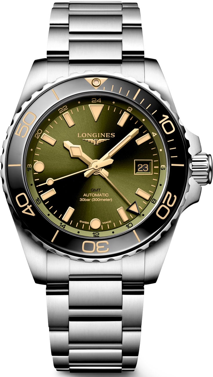 Longines HydroConquest GMT Automatic Green Dial Stainless Steel Men's Watch L3.790.4.06.6 L3.790.4.06.6
