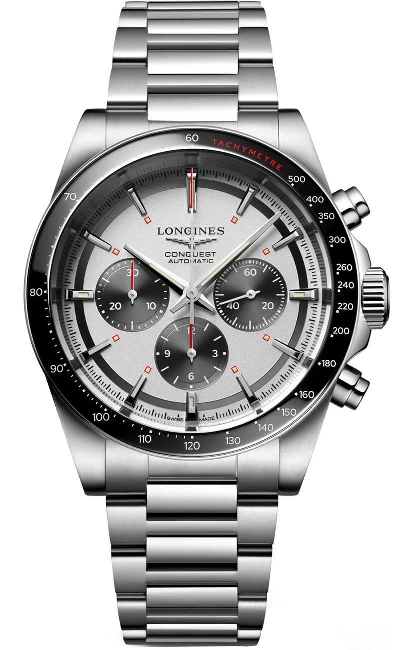 Longines Conquest 42mm Watch with Silver Matt Dial and Stainless Steel Bracelet