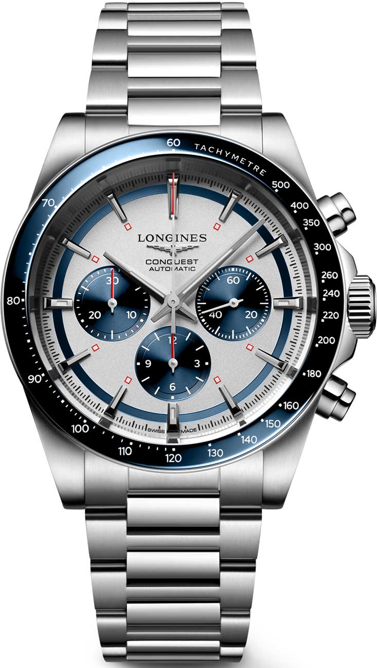 Longines Conquest Chronograph Watch 42mm with Silver Dial - L38354986