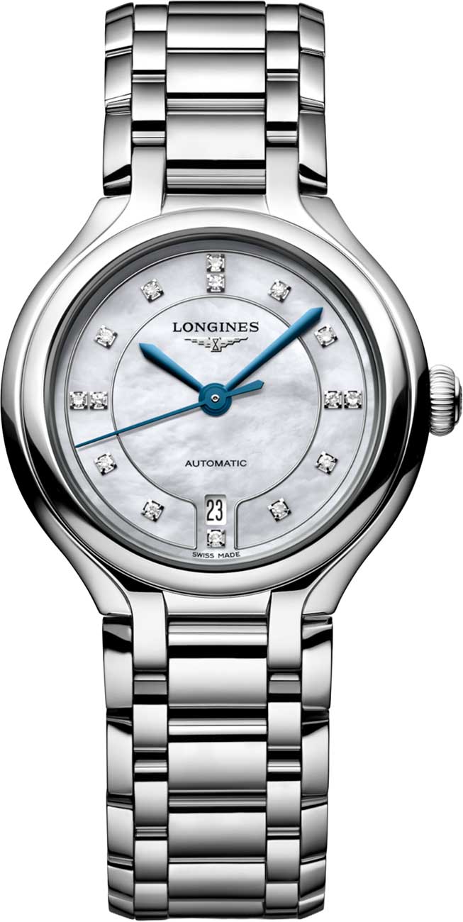 Longines Primaluna Automatic 30mm Mother of Pearl Diamond Dial Stainless Steel Women's Watch L8.123.4.87.6 L8.123.4.87.6