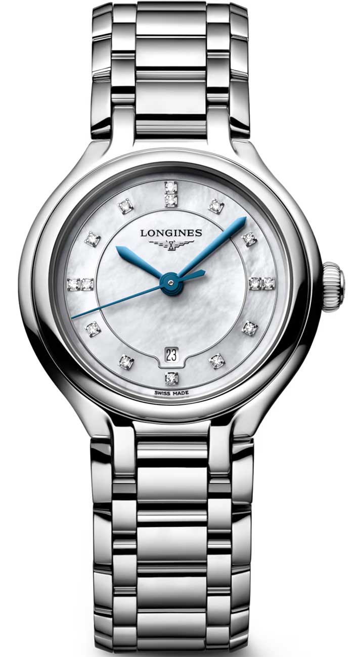 Longines Primaluna Watch 30mm with White MOP Dial with Diamonds