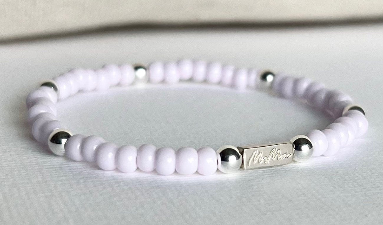 MaeMarie Wraps Blush Bracelet Size 65 with 4mm Beads in Silver 30$