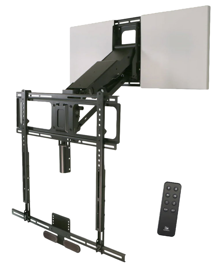 MantelMount Motorized Drop Down & Swivel TV Mount in Black Finish - MM815