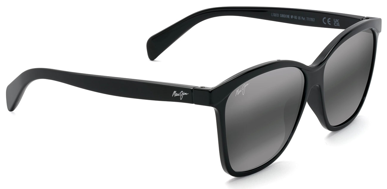 Maui Jim Liquid Sunshine Sunglasses Black Acetate Polarized 601-02 Women Maui Jim Liquid Sunshine MJ 601 02 Black Frame + Grey  main image 3
