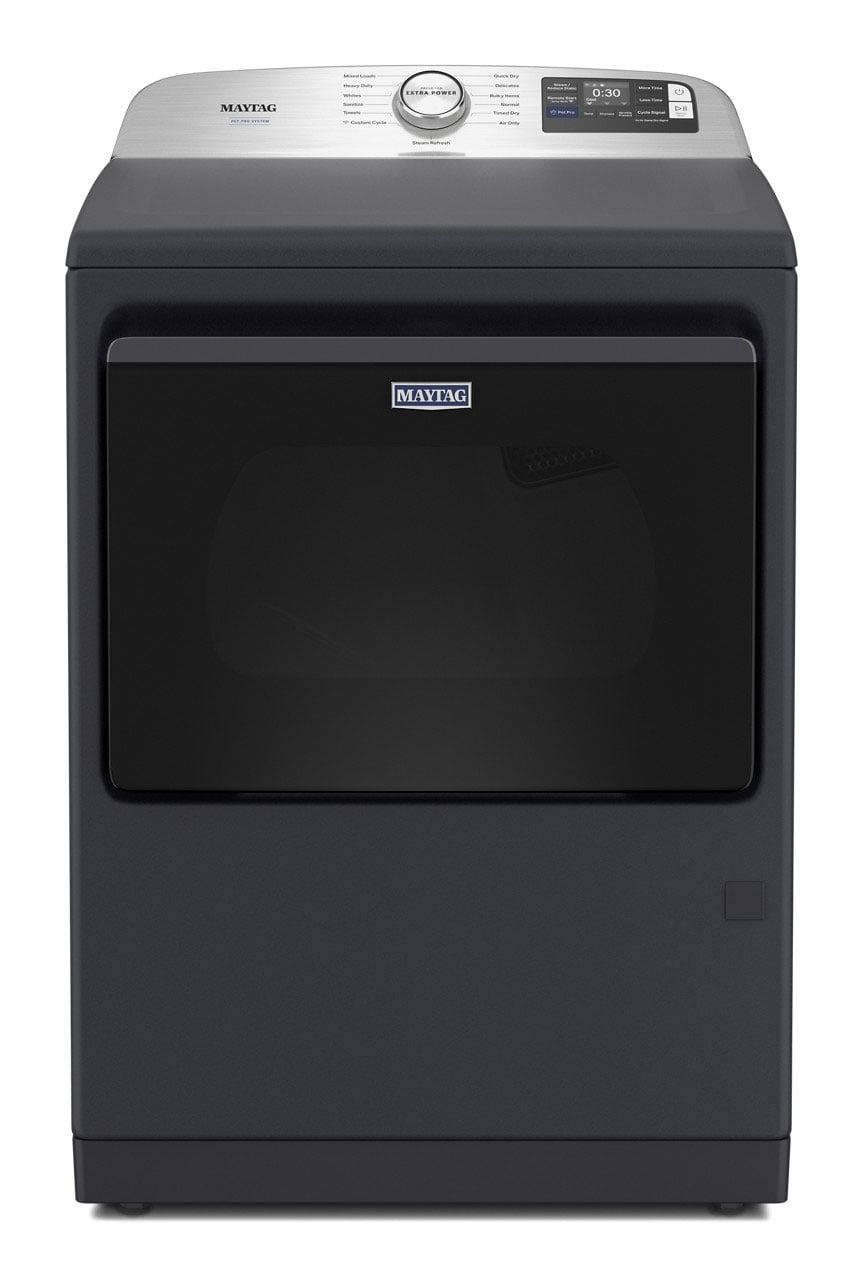 Maytag 7.4 Cu. Ft. Smart Top Load Gas Dryer with Pet Pro Option in Midnight Steel