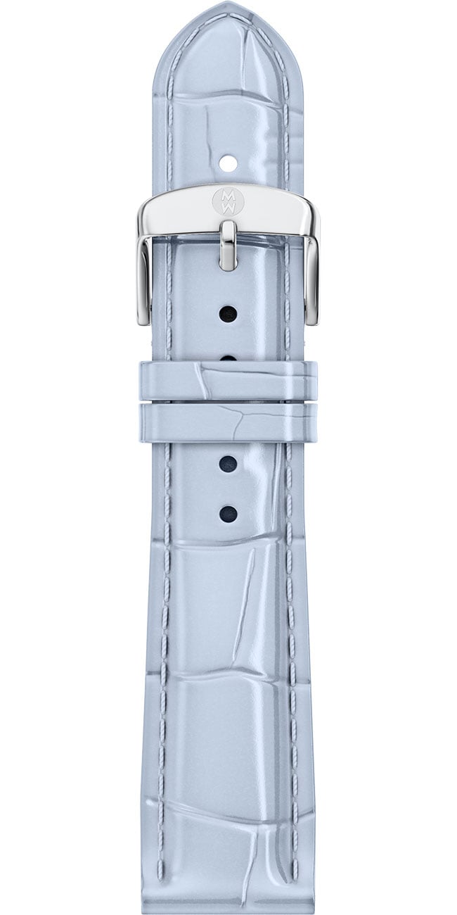 Michele Croco-Calf Embossed Leather 18mm Pastel Blue Strap display picture 3