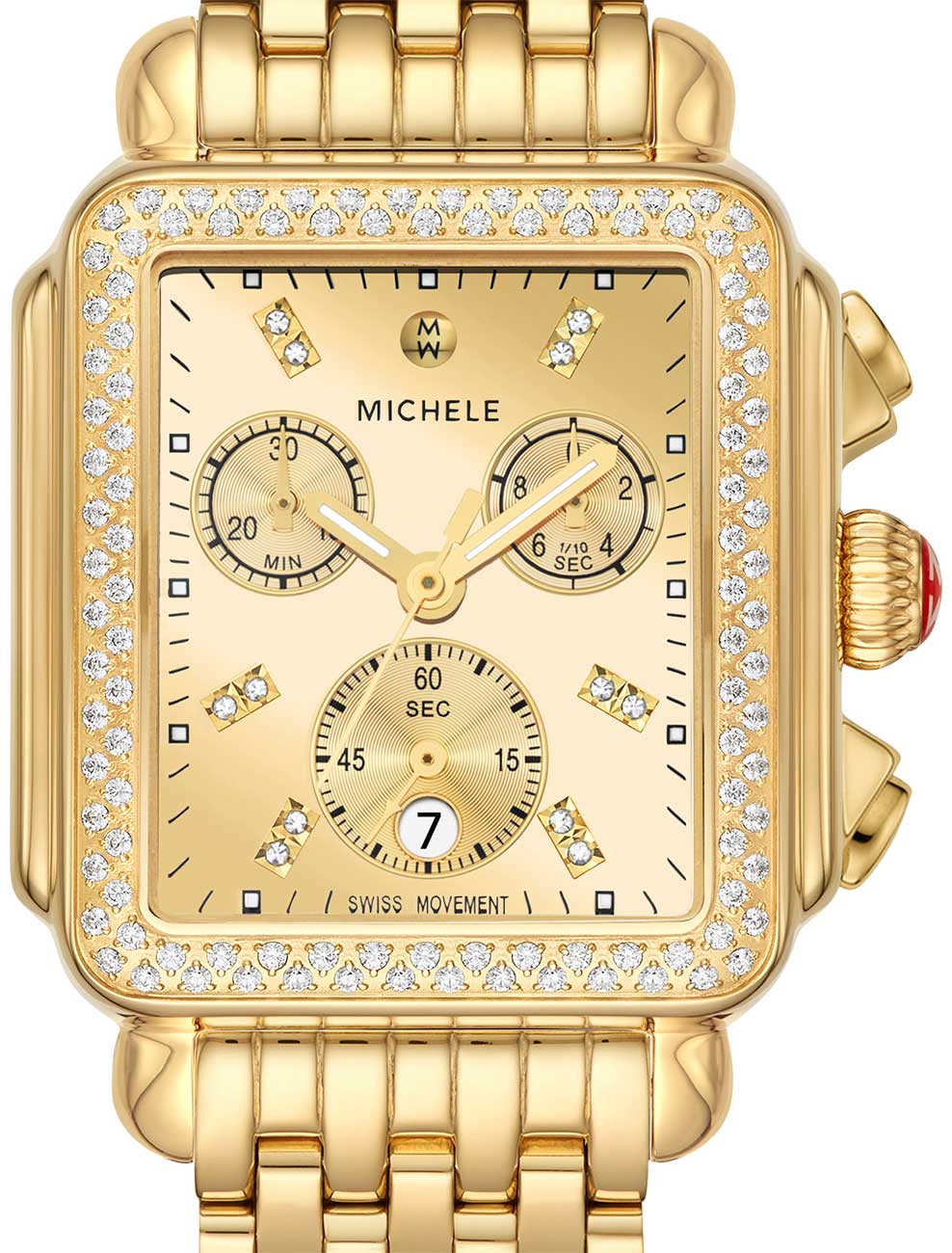 Michele Deco Diamond Chrono High Shine 18K Gold Watch