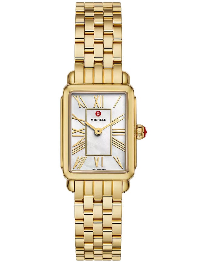 Michele Deco Park 18k Gold-Plated 29mm Watch with White Dial
