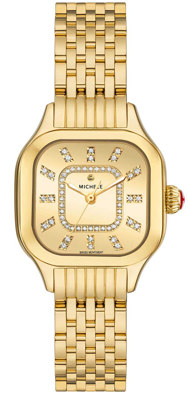 Michele Meggie Watch 29mm with Diamond Dial in 18K Gold-Plated 1598$