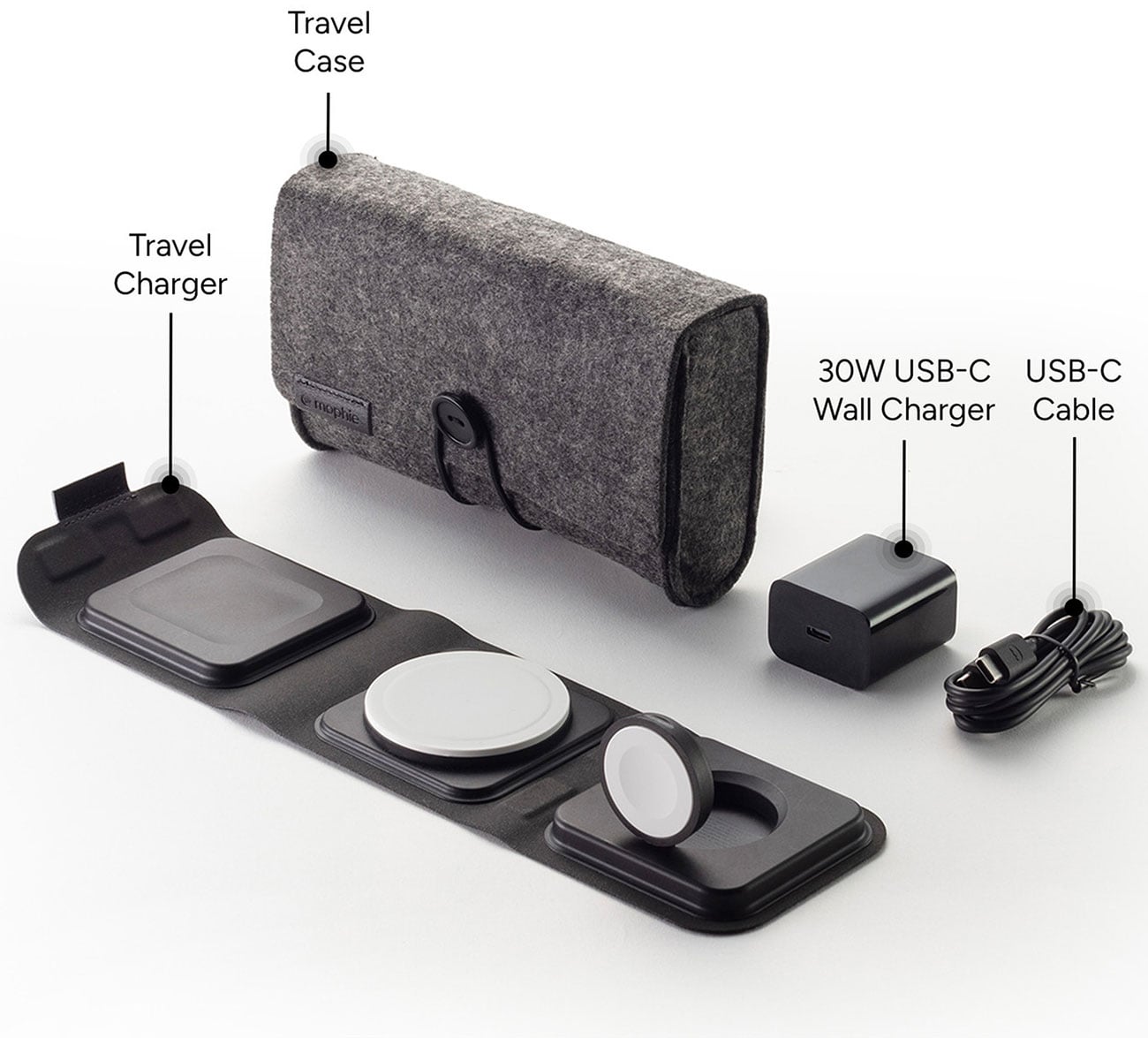 mophie Travel Charger 3-in-1 with MagSafe in Gray - 401311383