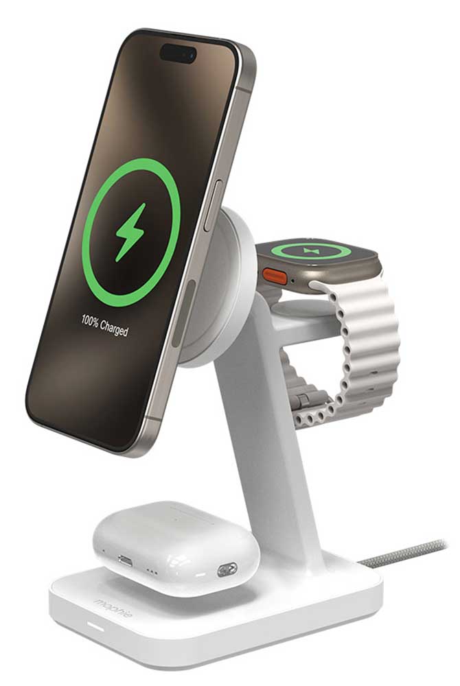 Mophie Snap+ 3-In-1 Wireless Charging Stand - White | Verizon