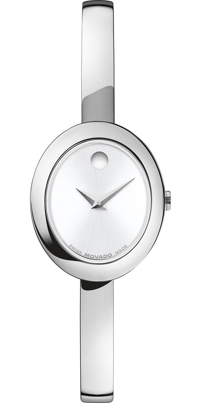 Movado Women's Museum Oval Bangle Swiss Quartz Stainless-Steel Watch, 22 x 26mm - Silver-Tone