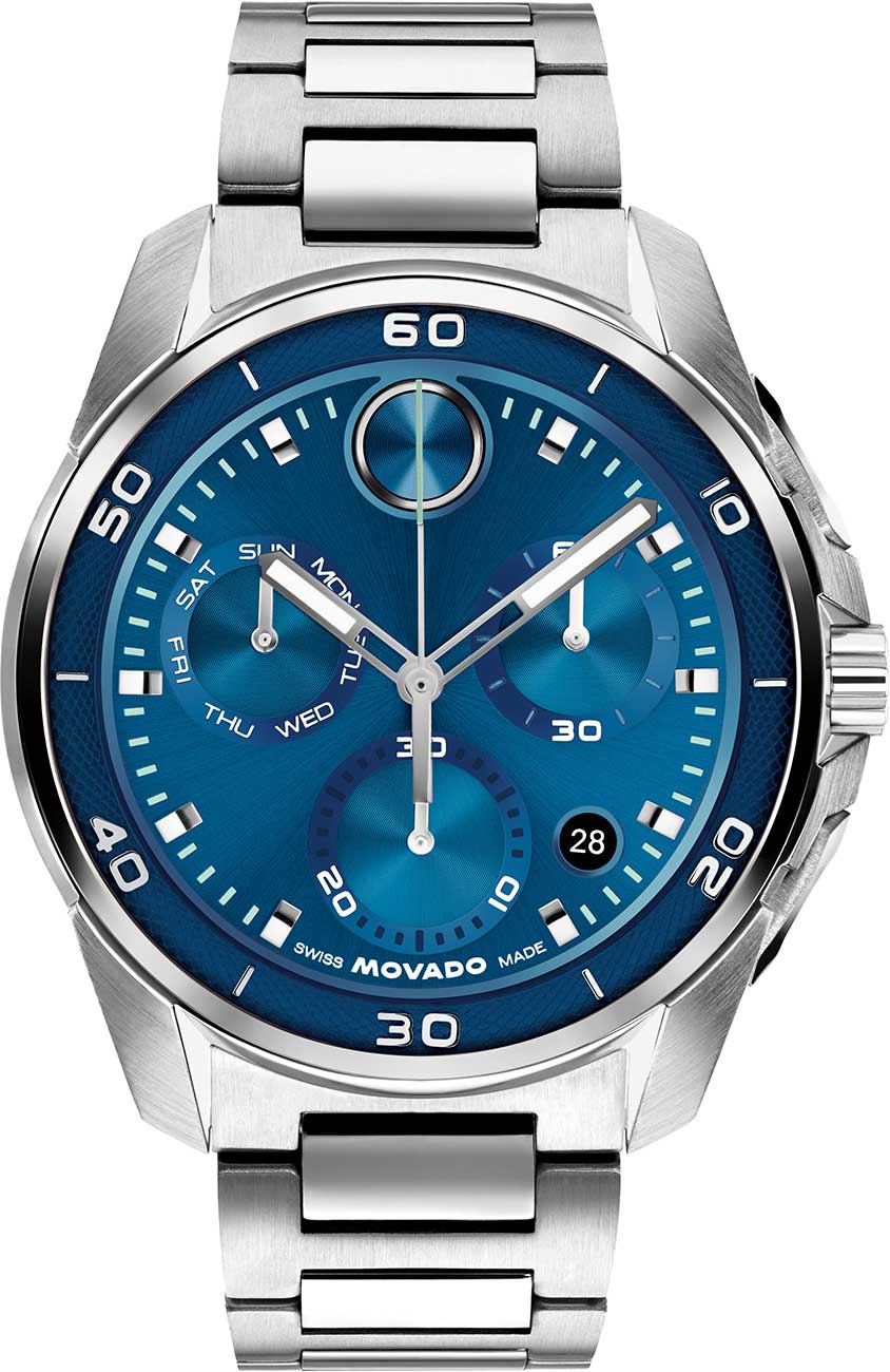 Movado Men's Bold Verso S Swiss Quartz Chrono Stainless Steel Watch 44mm - Silver