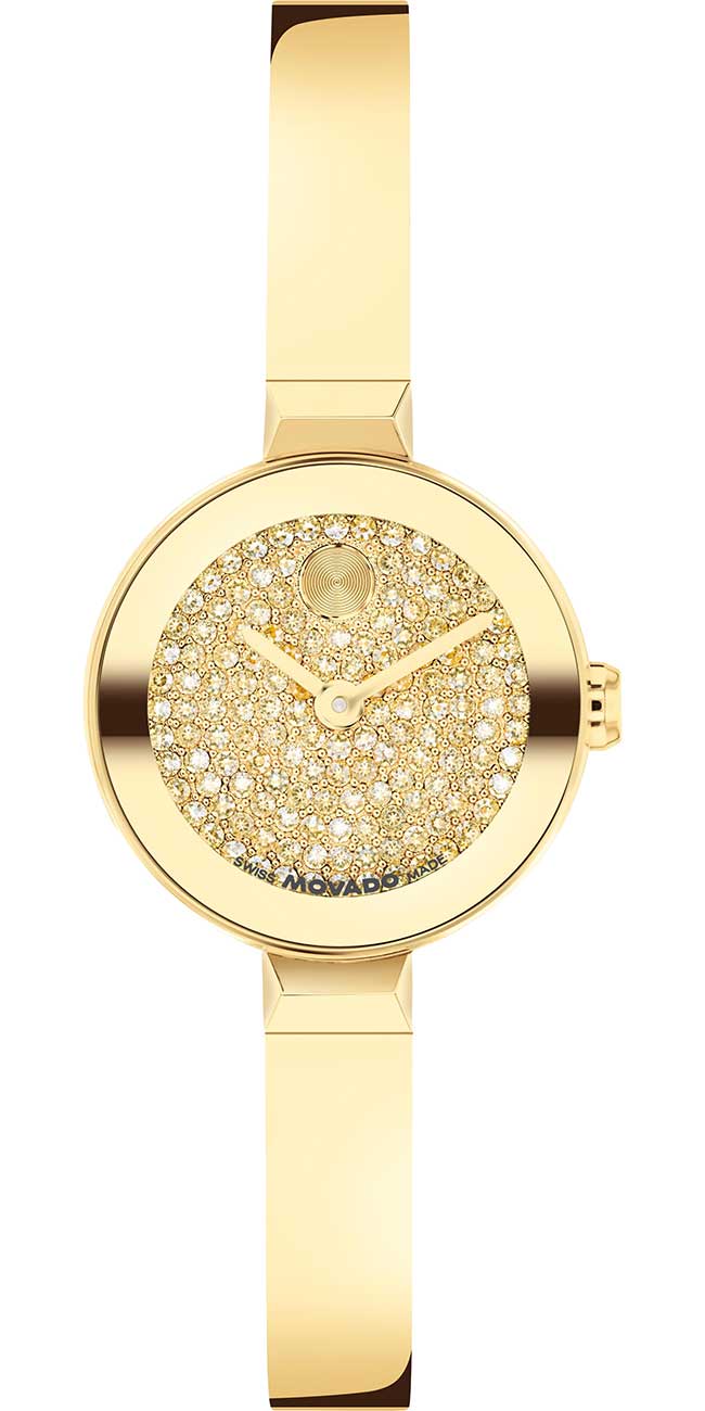 Movado Women's Bold Bangle Mini Swiss Quartz Ionic Plated Light Yellow Gold Steel Watch 22.50mm - Gold