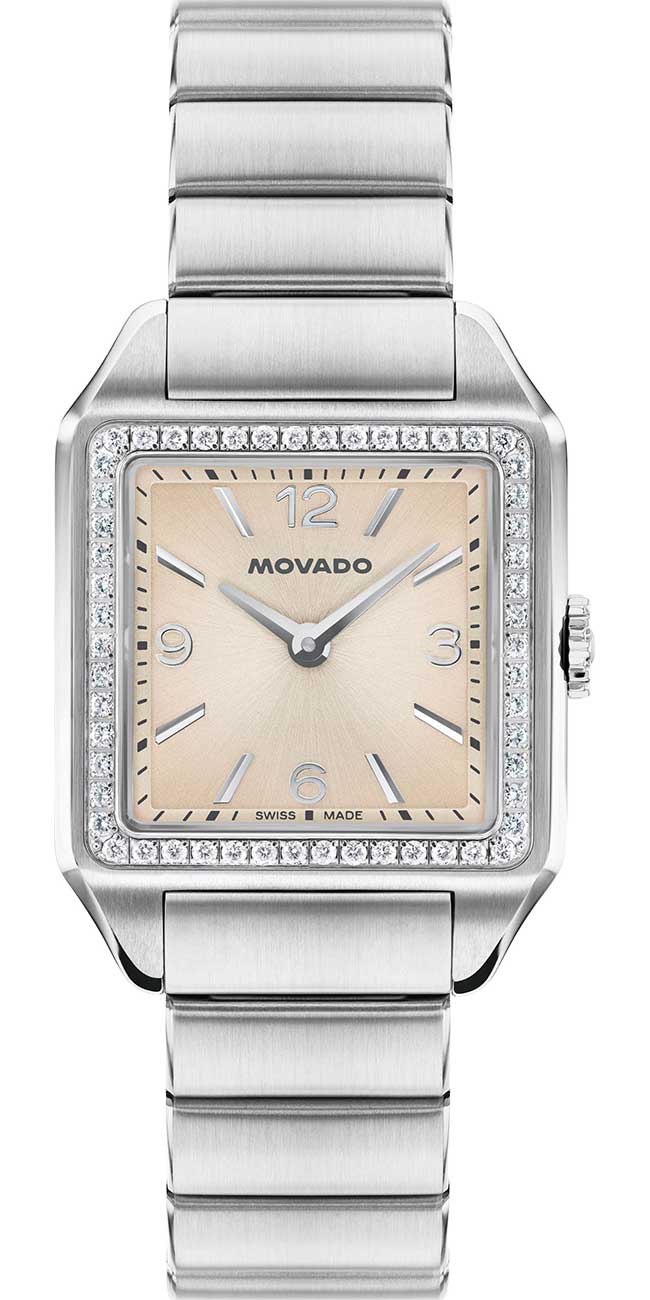 Movado Women's 1917 Lab Grown Diamond Swiss Quartz Stainless Steel Watch, 25x34.1mm - Silver-tone