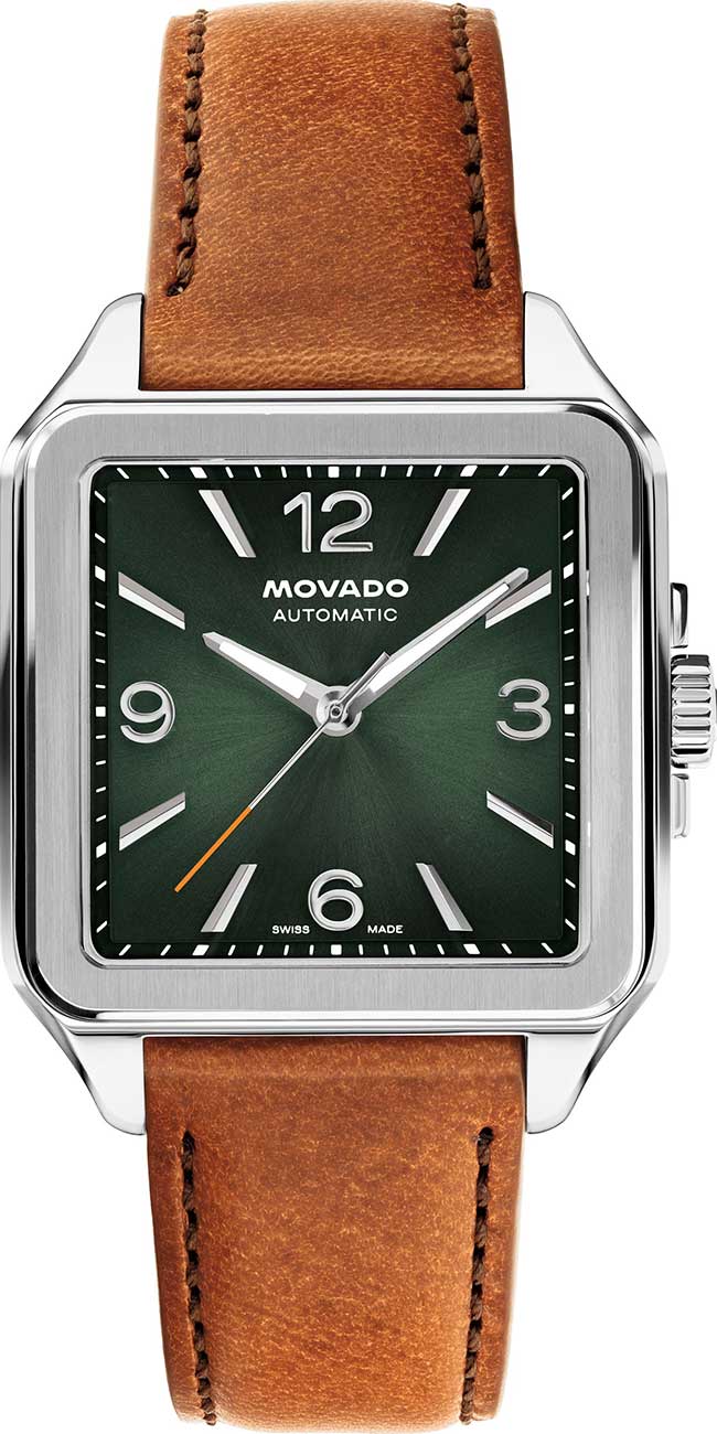 Movado Men's 1917 Swiss Automatic Cognac Leather Watch, 35x45.2mm - Brown