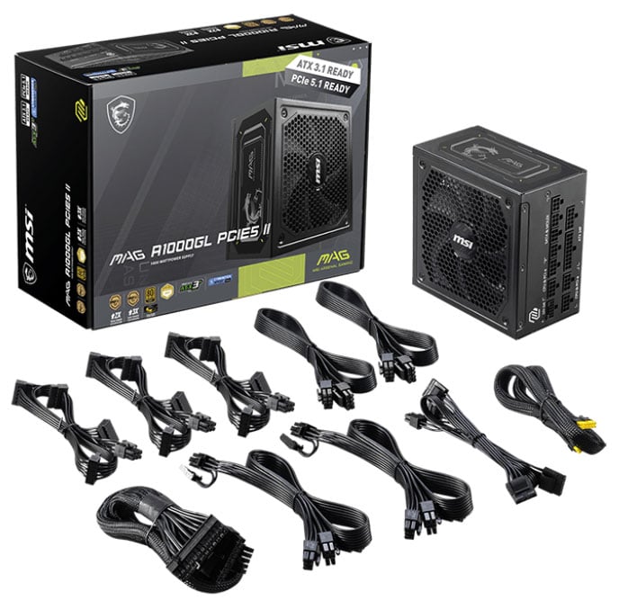 MSI MAG A1000GL PCIE5 II Power Supply 1000W - MAGA1000GLPCIEI