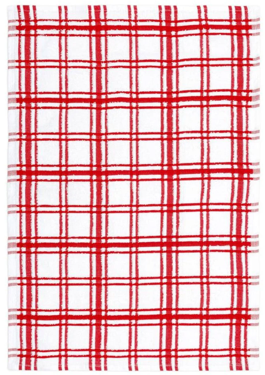 MUkitchen Windowpane Terry Towel in Crimson