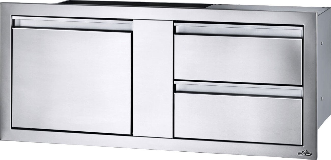 Napoleon 42 x 16 Inch Single Door & Double Drawer Combo in Stainless Steel
