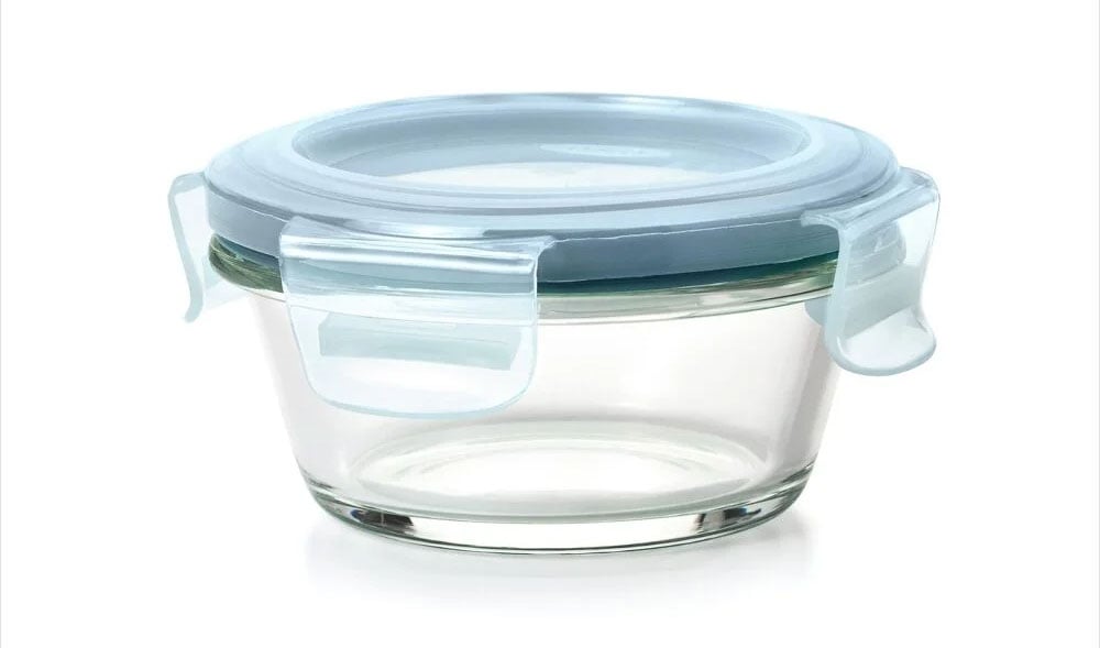 OXO Smart Seal 1 Cup Glass Round Container in Arctic Blue