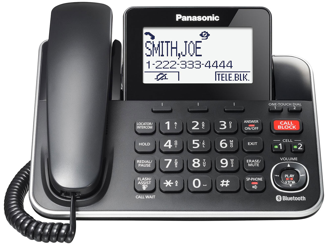 Panasonic Corded Phone with 2 Cordless Handsets Black - KXTGF882B