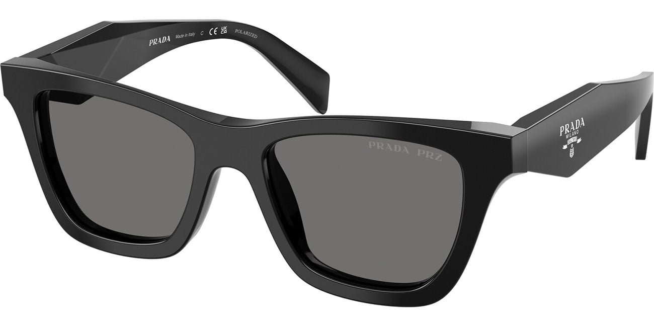 Prada Woman Sunglass PR C07S -  Frame color: Black, Lens color: Dark Grey Polarized