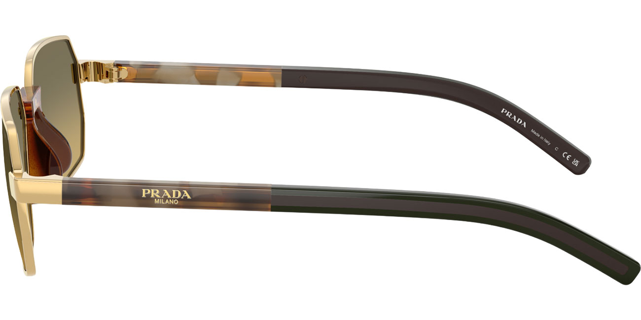 Prada 58mm Sunglass in Gold | Brown Dark Grey - PRD60S5AK81B58