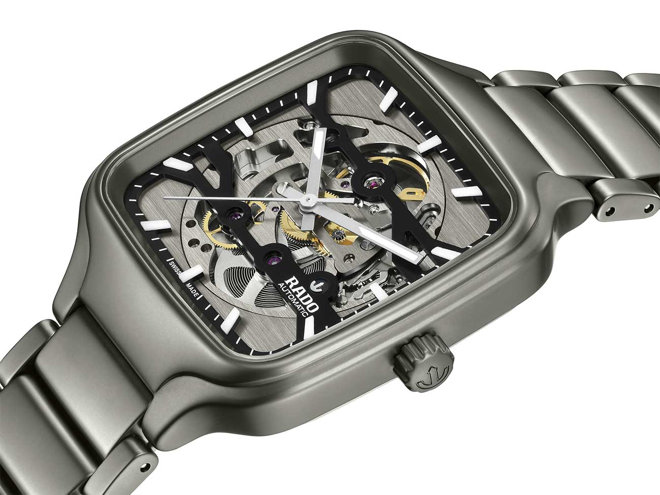 Rado True Square Auto Skeleton Watch 38mm with Grey Dial