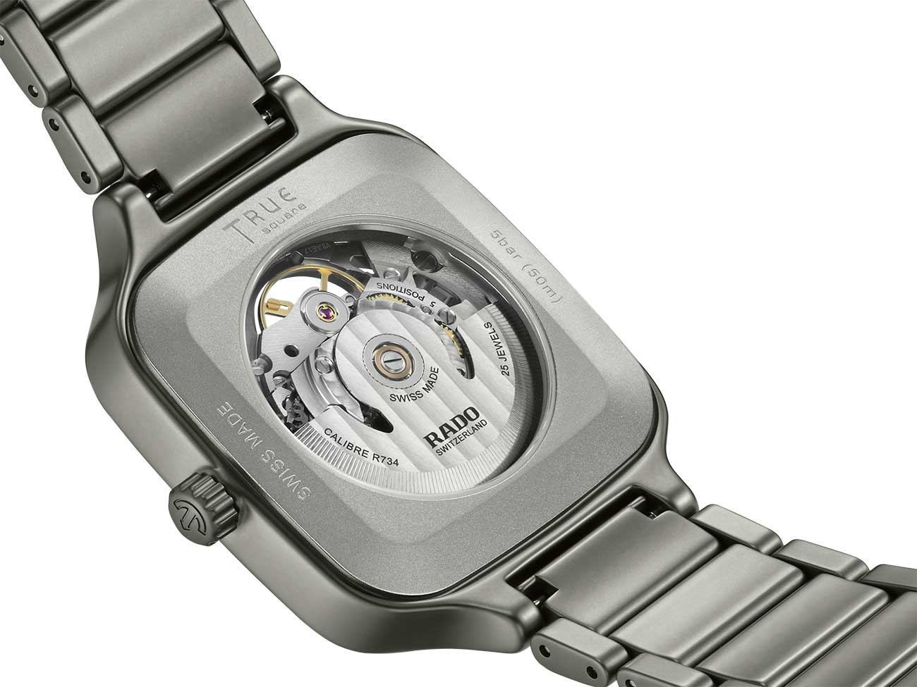 Rado True Square Auto Skeleton Watch 38mm with Grey Dial