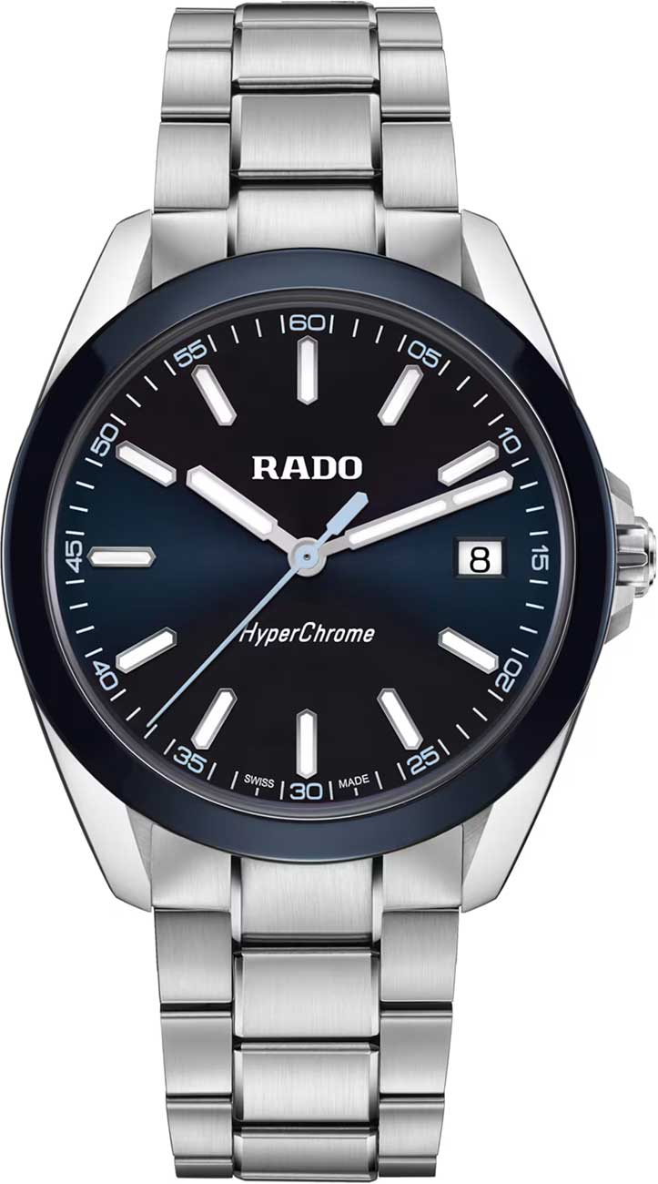 Rado HyperChrome Quartz Watch 41.5mm with Dark Blue Sunray Dial