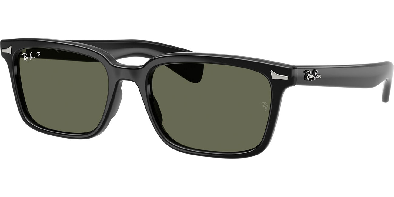 Ray-Ban Brunel Sunglasses 56mm in Black with Polarized Green Lenses