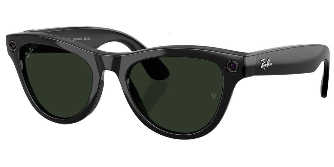 Ray-Ban Meta Skyler Sunglasses (Gen 2) 52mm in Shiny Black with Clear|Graphite Green Transitions Lenses