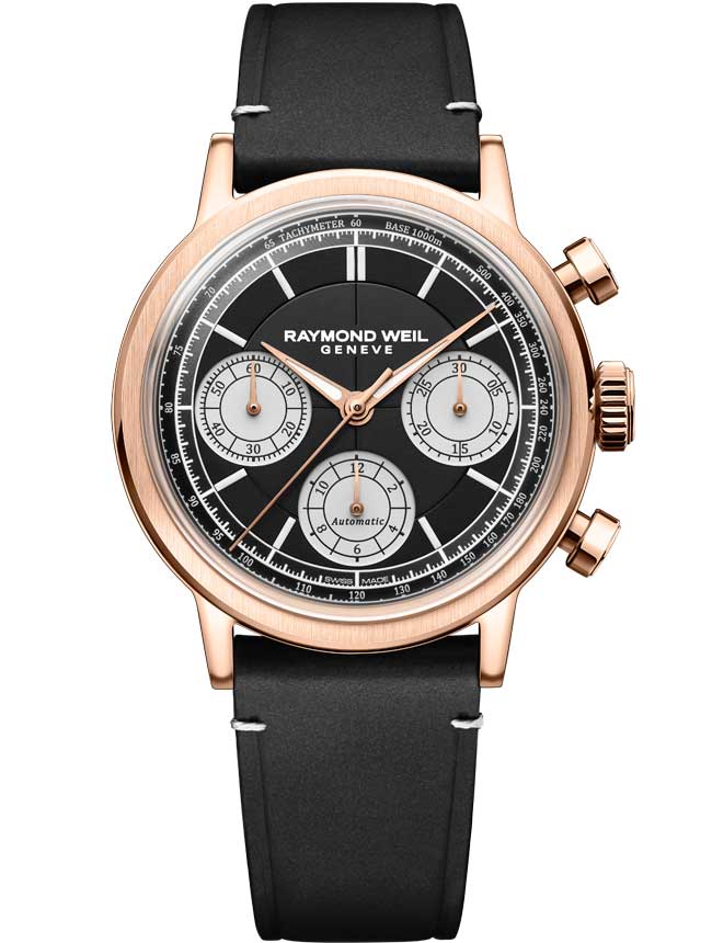 Raymond Weil Millesime Automatic Tri-Compax Chronograph Black Sector Dial Watch, 39 Mm