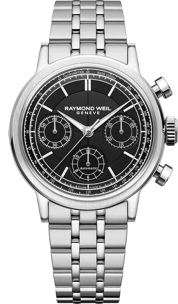 Raymond Weil Millesime Automatic Chronograph Black Dial Bracelet Watch, 39.5 Mm