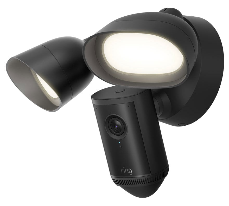 Ring Wired Floodlight Cam Pro With Retinal 4K Security Camera in Black