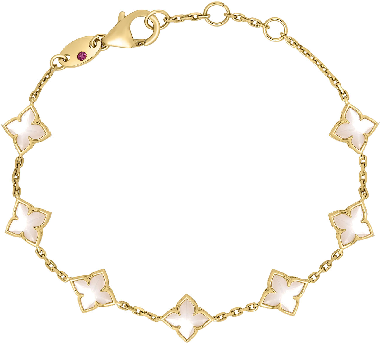 Roberto Coin Venetian Princess Carnival Mother of Pearl Flower Station Bracelet in 18K Yellow Gold